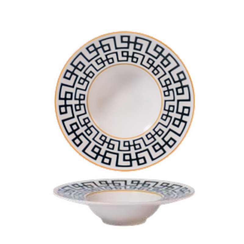 28 Cm Dedalo Piatto Pasta In Porcellana Set 6 Pz