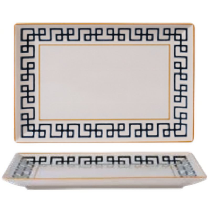 30X20 Cm Dedalo Piatto Vassoio Rettangolare In Porcellana Set 6 Pz