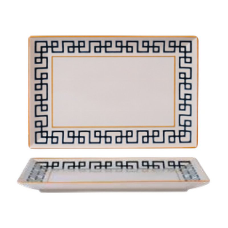 25X15 Cm Dedalo Piatto Vassoio Rettangolare In Porcellana Set 6 Pz