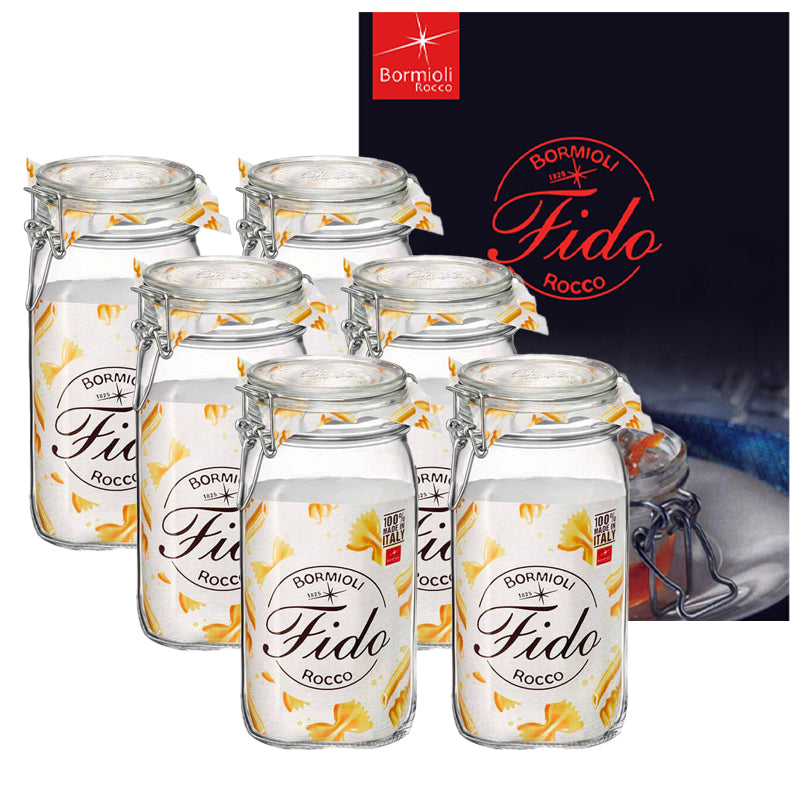 150 cl Bormioli Rocco Fido cilindrische luchtdichte glazen pot met Fido receptenboek