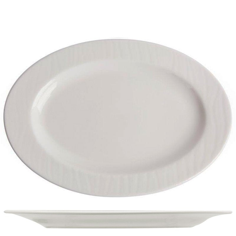 32 Cm Ariane Ripple Piatto Vassoio Ovale In Porcellana Set 6 Pz