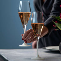 26 cl - Villeroy & Boch Manufacture Rock Blanc Calice Flute Champagne In Vetro Cristallino - Set 4 Pz