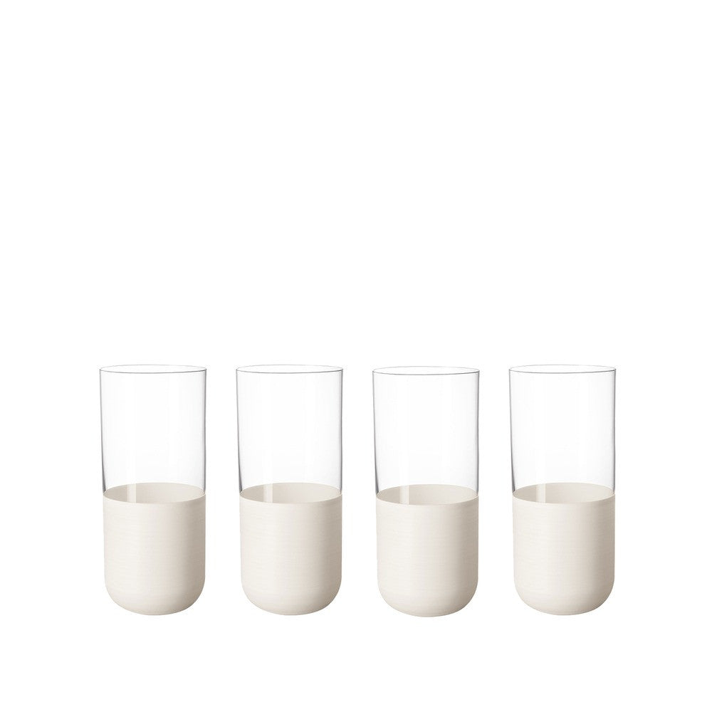 30 cl - Villeroy & Boch Manufacture Rock Blanc Bicchiere Bibita In Vetro Cristallino - Set 4 Pz
