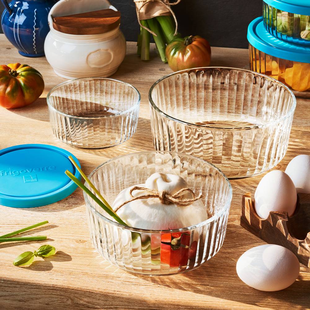 Bormioli Rocco Frigoverre Brillante set contenant alimentaire rond en verre - Set de 3 pz