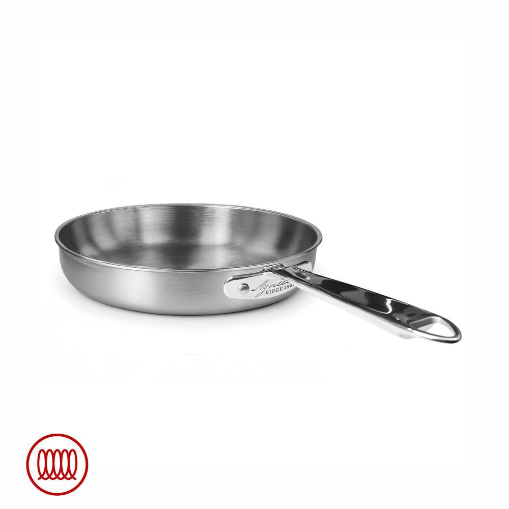 Alu-Inox 3-ply Padella Bassa Induzione Con Manico Tubolare In AluInox