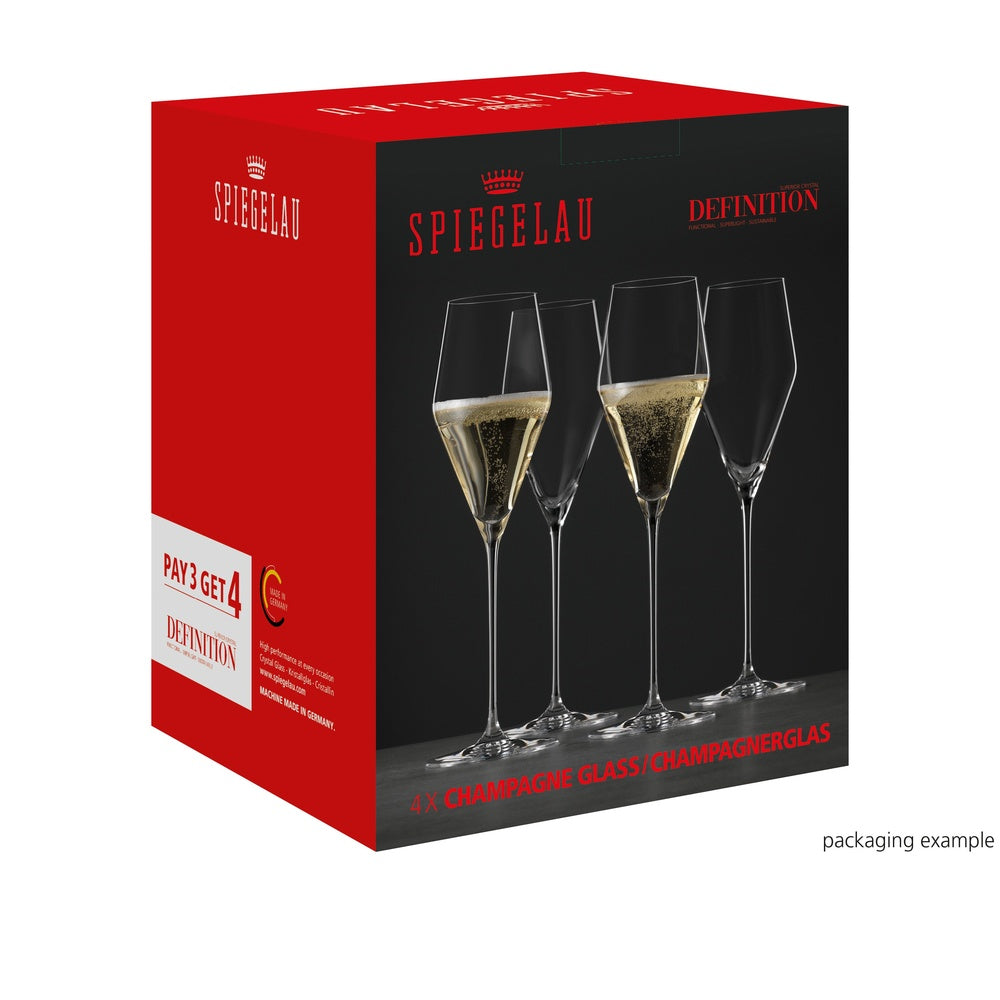 25 cl - Spiegelau Definition Calice Flute Champagne In Vetro Cristallino - Set 4 Pz