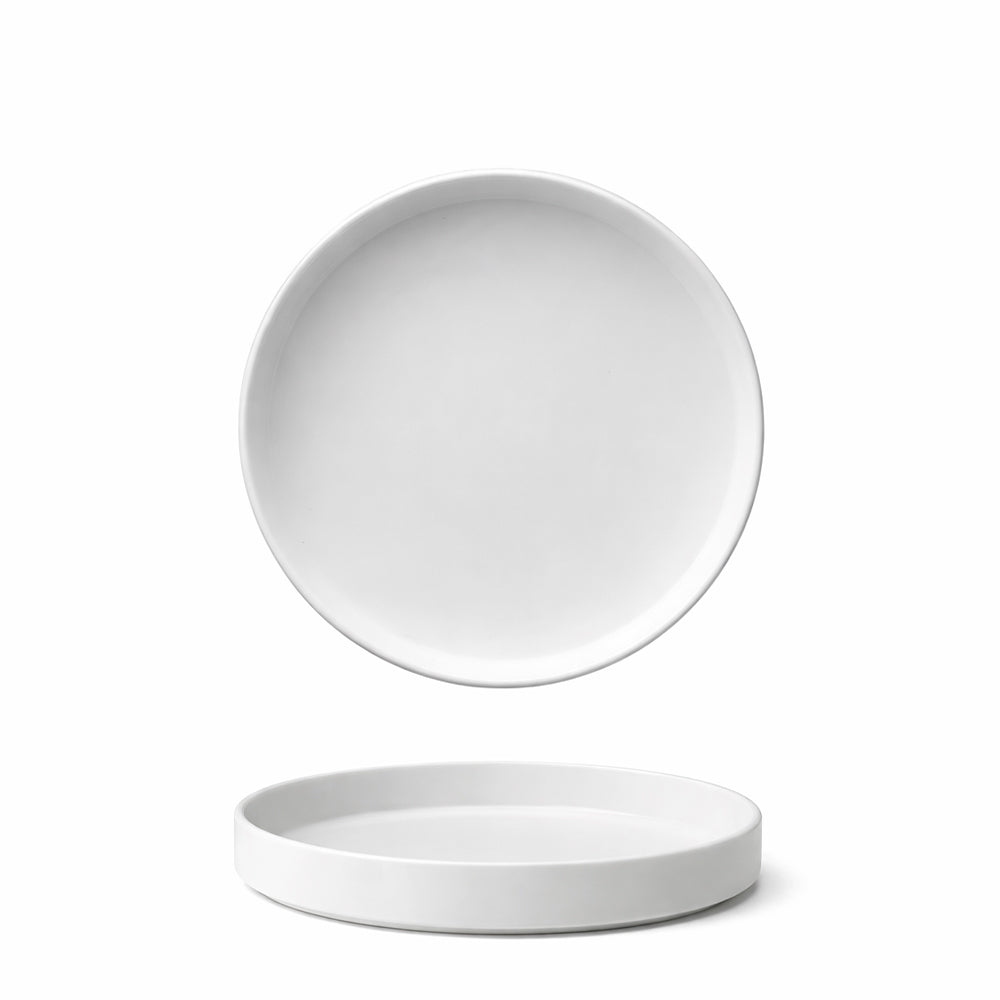 28 cm - Scandia Piatto Piano Impilabile Bordo Alto In Porcellana New Bone China Set 3 Pz