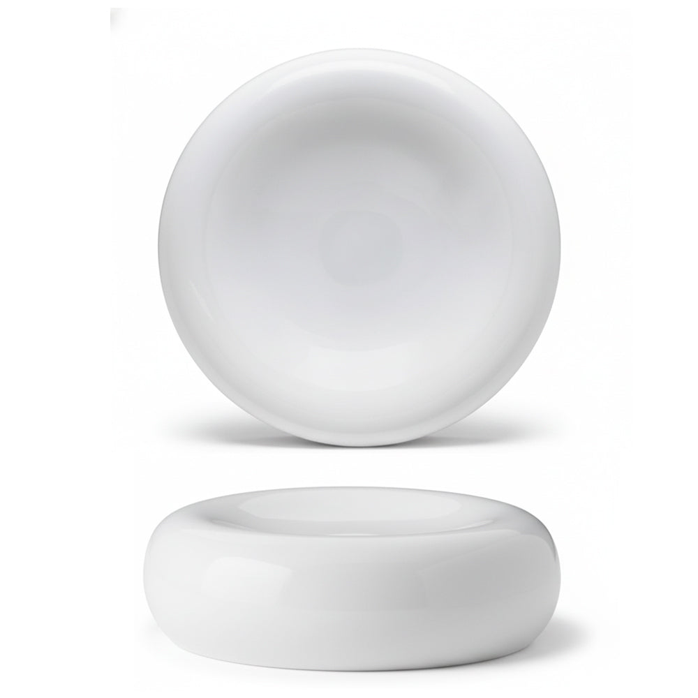 11 cm - Stone Round Presentation Plate In Porcelain - Set 6 Pieces