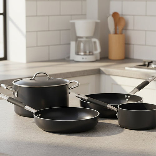 Agnelli Batterie De Casseroles Antiadhésives + Poêle Haute AIBlack