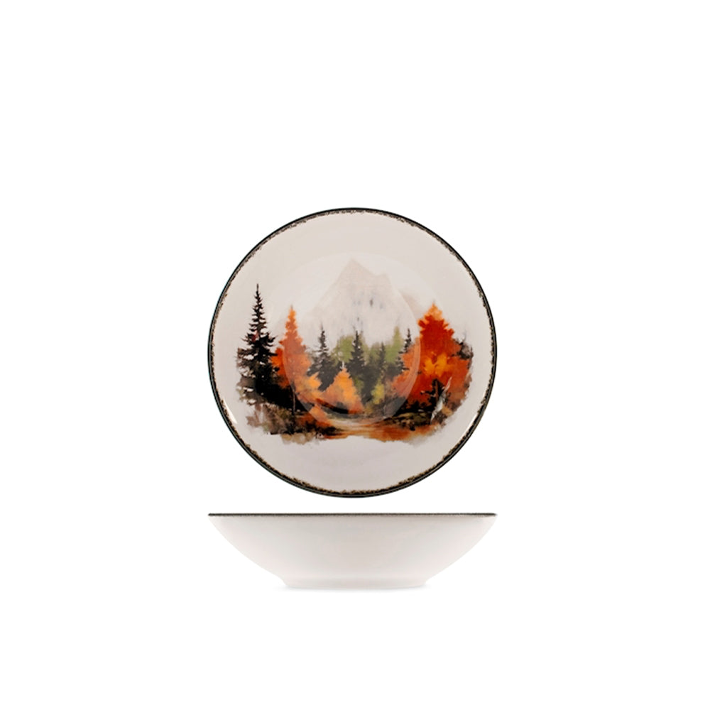 H&H Golden Woods Servizio Piatti Decoro Natalizio In Stoneware Set 18 Pz