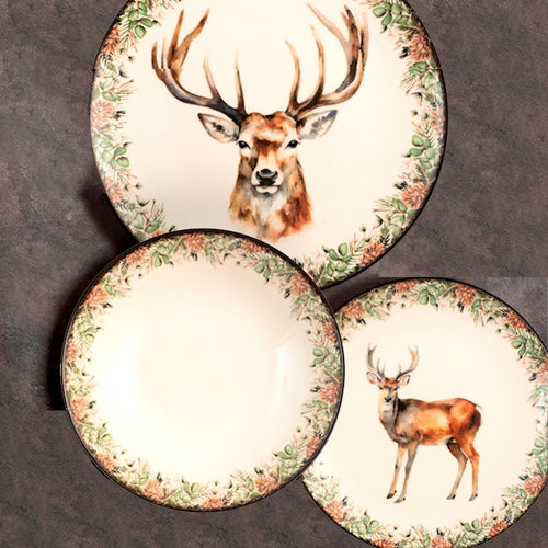 Montana Decorated Dinner Set In Stoneware Set of 18
