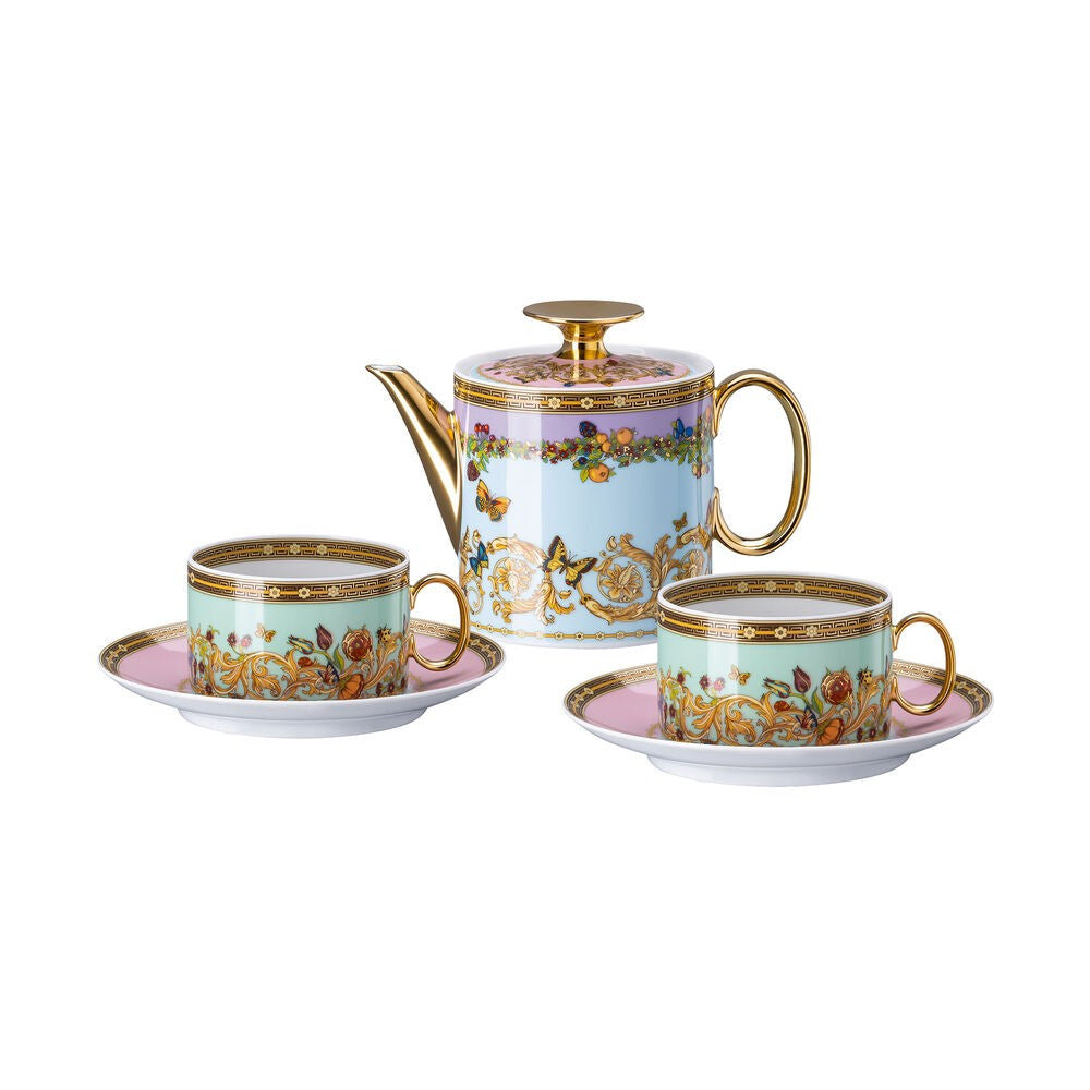 11.3 cm - Versace Le Jardin de Versace Set Tazza Tè e  In Porcellana - Set 3 Pz