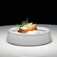 23.4 cm - Essentia Damasco Piatto Piano Gourmet Rialzato In Porcellana Set 2 Pz