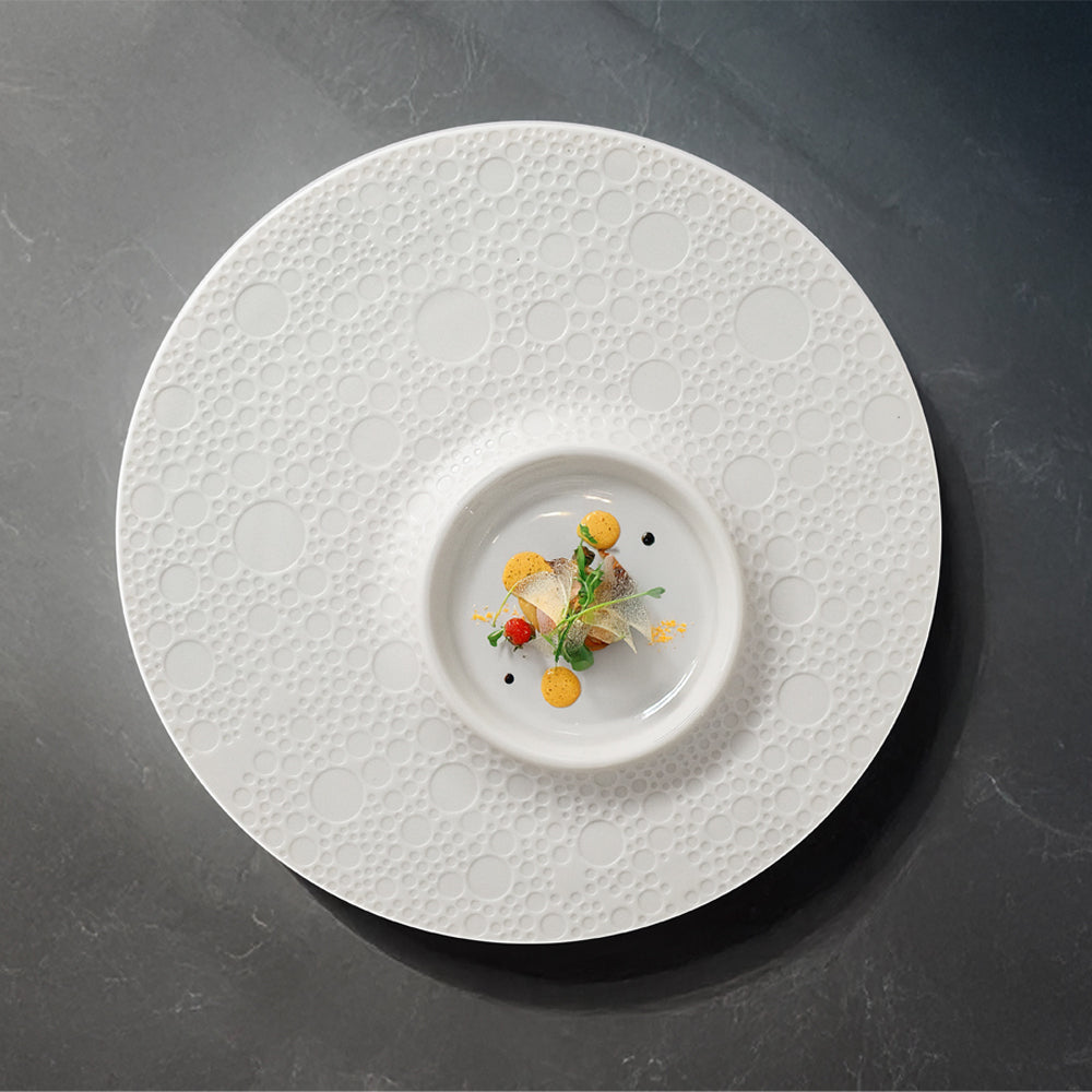 30.5 cm - Essentia Moon Piatto Presentazione Decorato In Porcellana Set 4 Pz