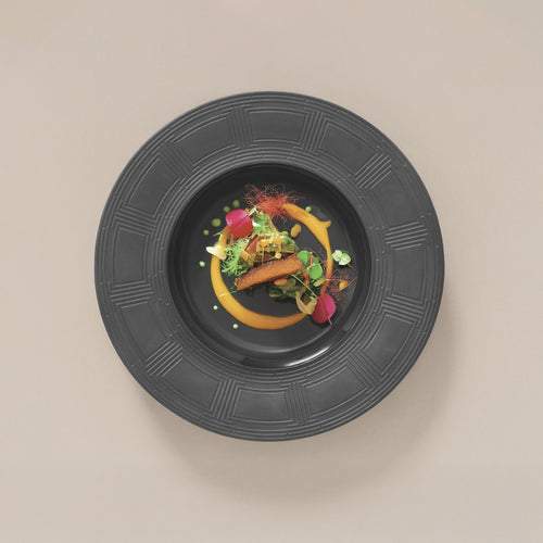 31 cm - Essentia Labyrinth Piatto Fondo Gourmet In Porcellana Set 4 Pz
