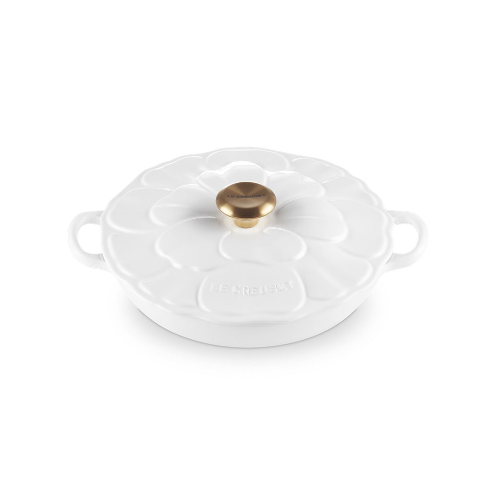 26 cm - Le Creuset Evolution Tegame Basso Rotondo Con Coperchio a Fiore In Ghisa Vetrificata