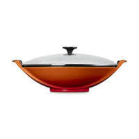 36 cm - Le Creuset Forme Speciali Wok In Ghisa Vetrificata Con Coperchio In Vetro