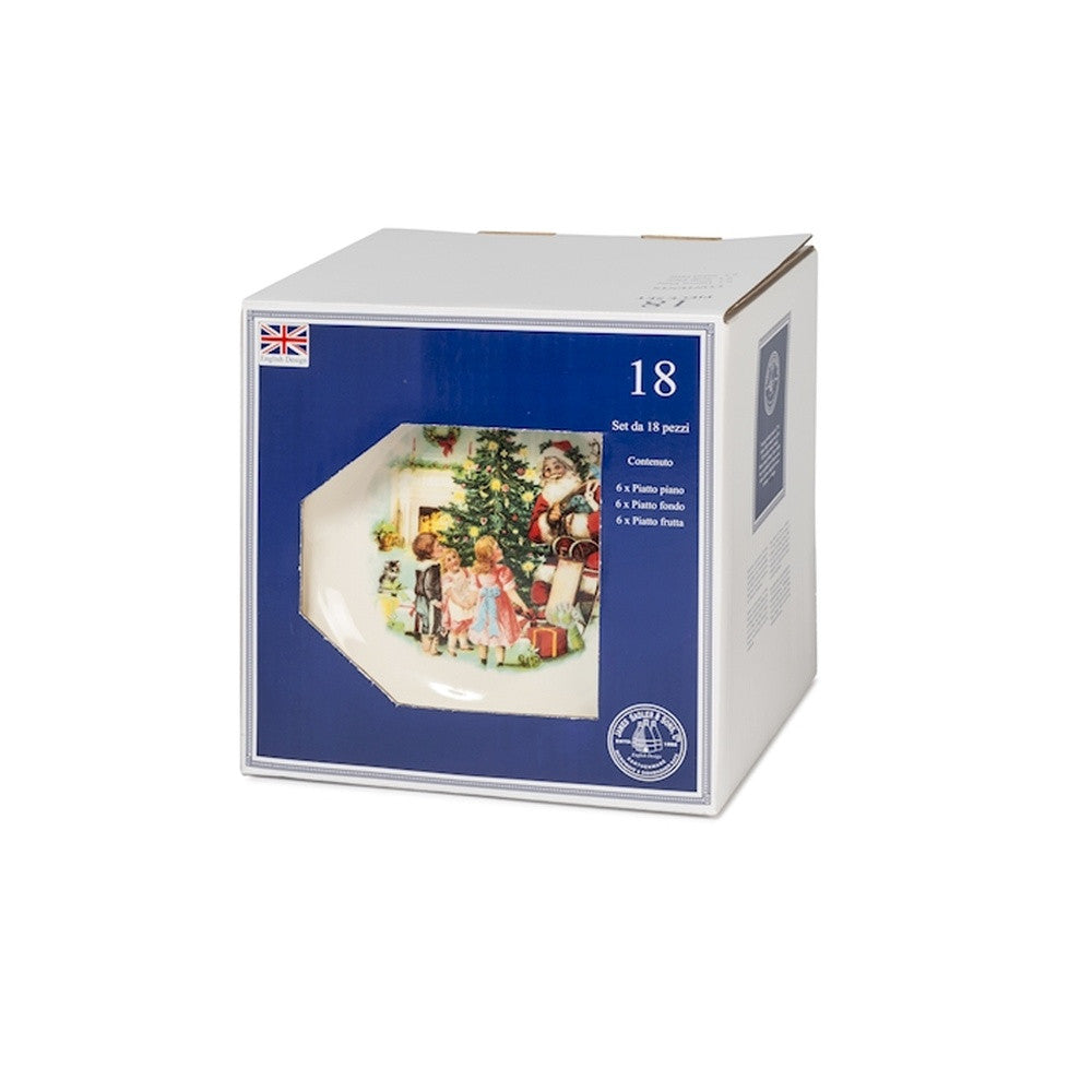 H&H Christmas Cheer Servizio Piatti Natalizio In Porcellana - Set 18 Pz