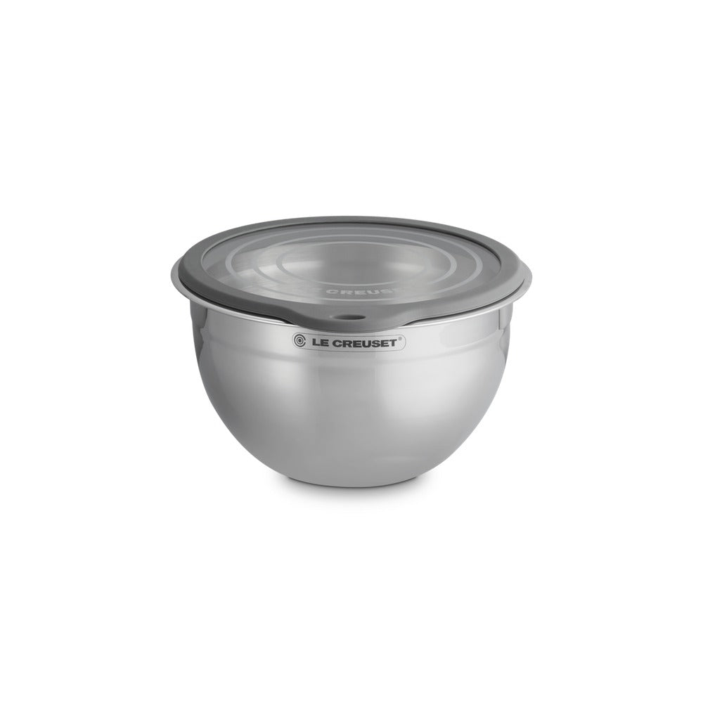 Le Creuset Acciaio Inox Ciotola per Impasto In Acciaio Inox Con Coperchio in Vetro e Bordo In Silicone