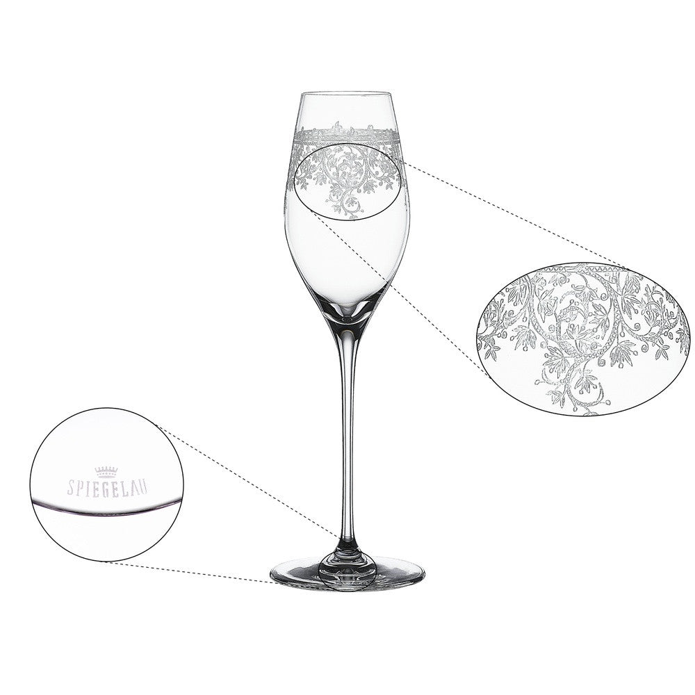 30 cl - Spiegelau Arabesque Calice Flute Champagne In Vetro Cristallino - Set 2 Pz