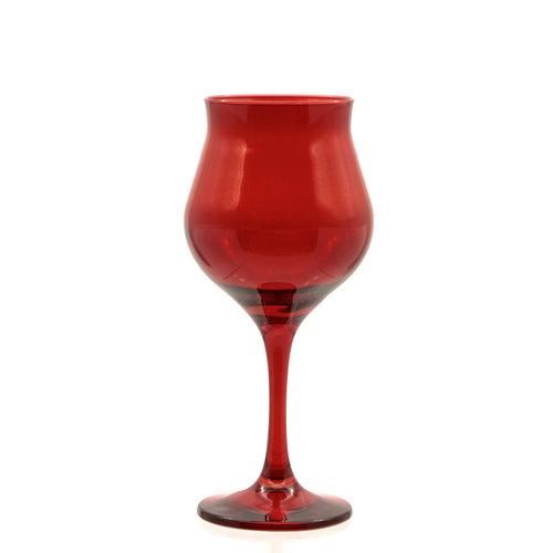 30.5 cl - Pasabahce Wavy Red Calice Vino Bianco In Vetro Colorato Set 6 Pz