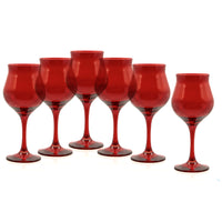 30.5 cl - Pasabahce Wavy Red Calice Vino Bianco In Vetro Colorato Set 6 Pz