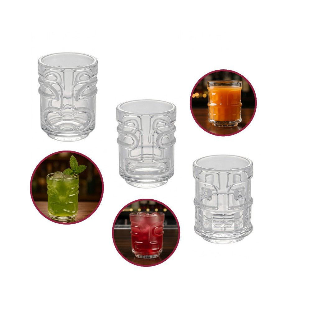 5 cl - Ilsa Tiki Maori Bicchieri Shot In Vetro Borosilicato - Set 3 Pz