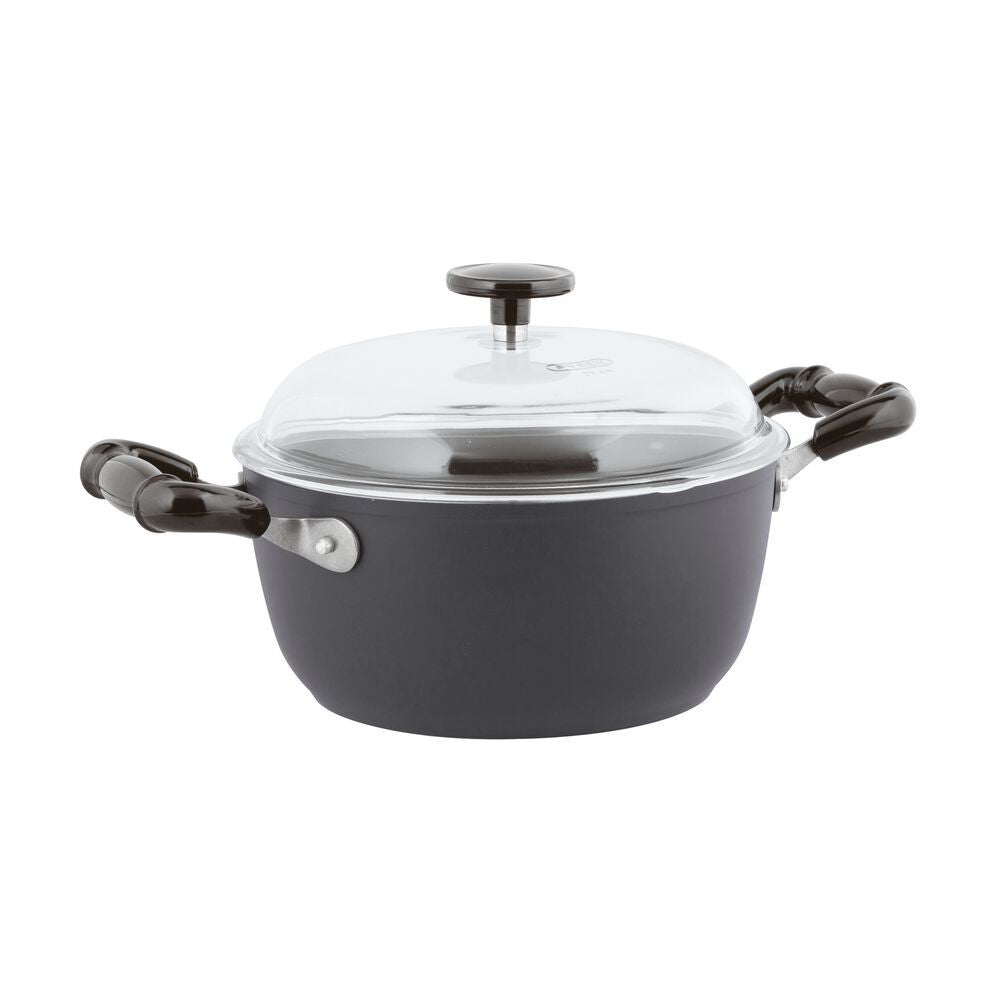 Sambonet 1965 Vintage Quarzo Nero Casseruola Alta Con Coperchio Antiaderente In Alluminio