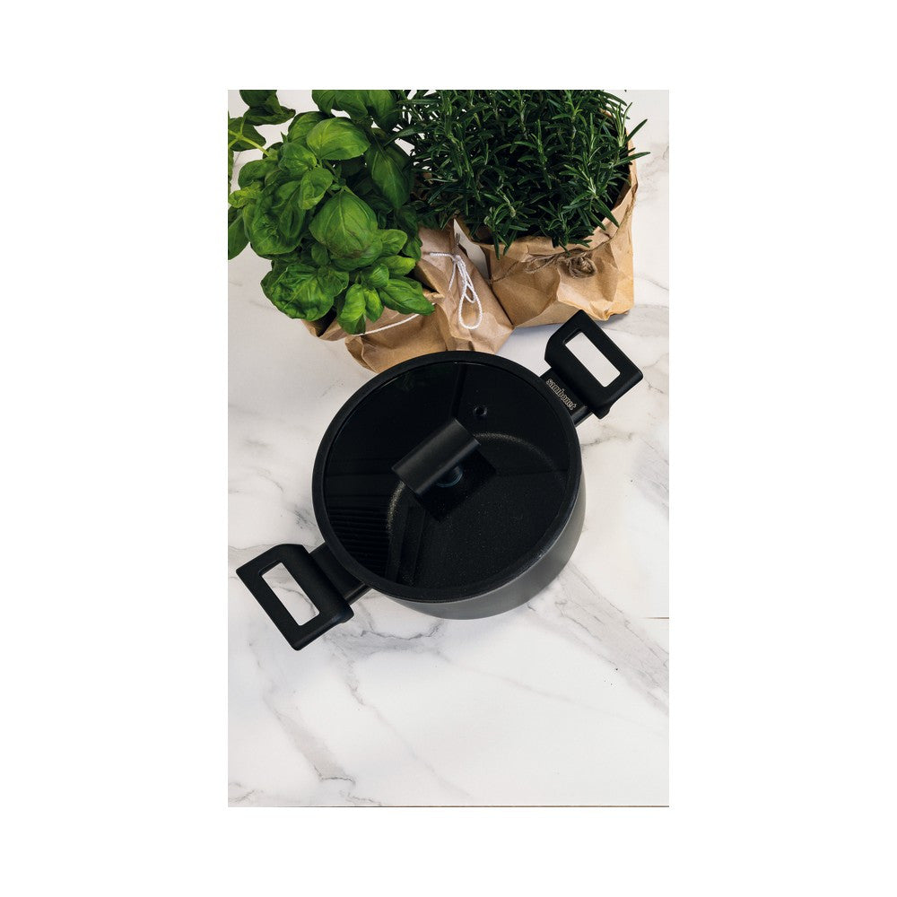 Sambonet Titan Pro Double Induction Coperchio In Vetro  Con Bordo In Silicone