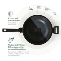 30 cm - Sambonet Titan Pro Green Wok Antiaderente In Alluminio
