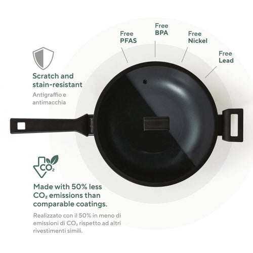 30 cm - Sambonet Titan Pro Green Wok Antiaderente In Alluminio