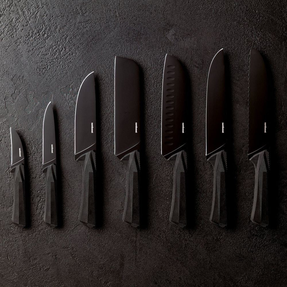 16 cm - Sambonet Black Edge Coltello Cucina In Acciaio Inox Manico In Nylon