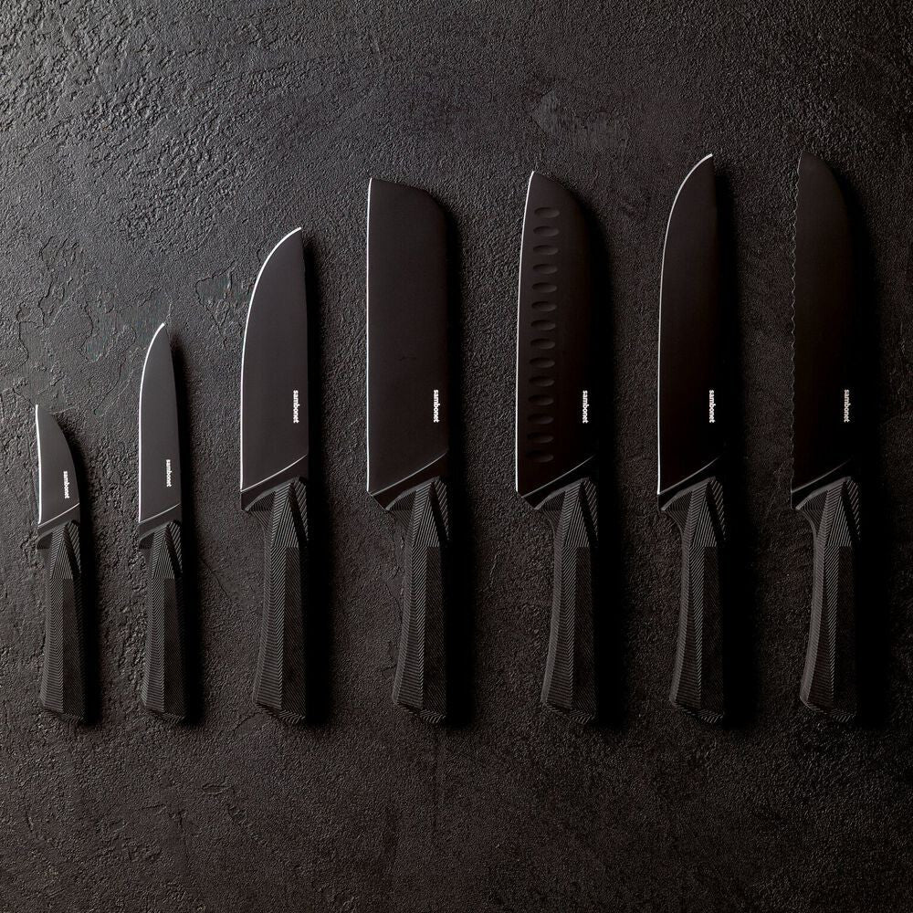 18 cm - Sambonet Black Edge Coltello Cucina Orientale In Acciaio Inox Manico In Nylon