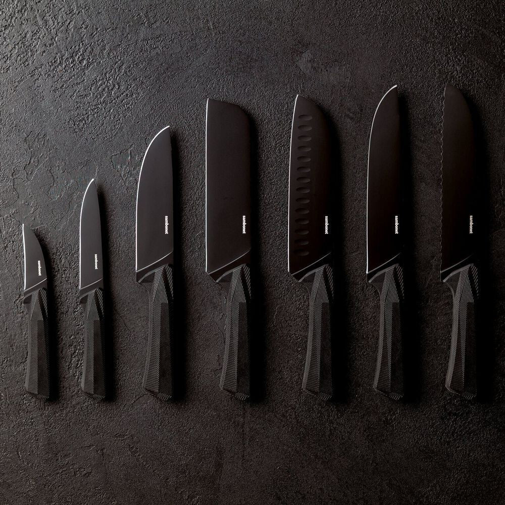 7.5 cm - Sambonet Black Edge Coltello Spelucchino In Acciaio Inox Manico In Nylon