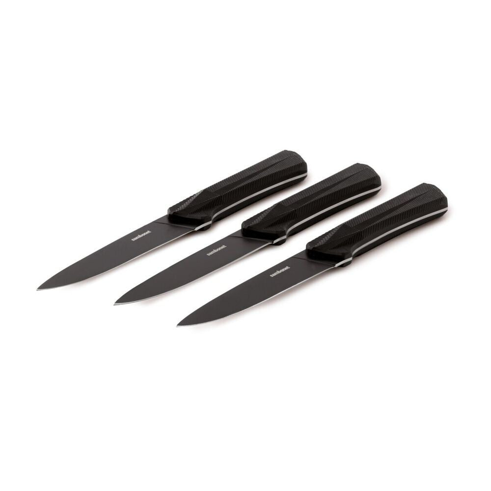 13 cm - Sambonet Black Edge Coltello Bistecca In Acciaio Inox Manico In Nylon - Set 3 Pz