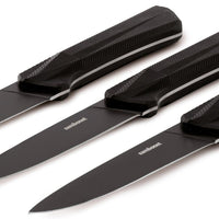 13 cm - Sambonet Black Edge Coltello Bistecca In Acciaio Inox Manico In Nylon - Set 3 Pz