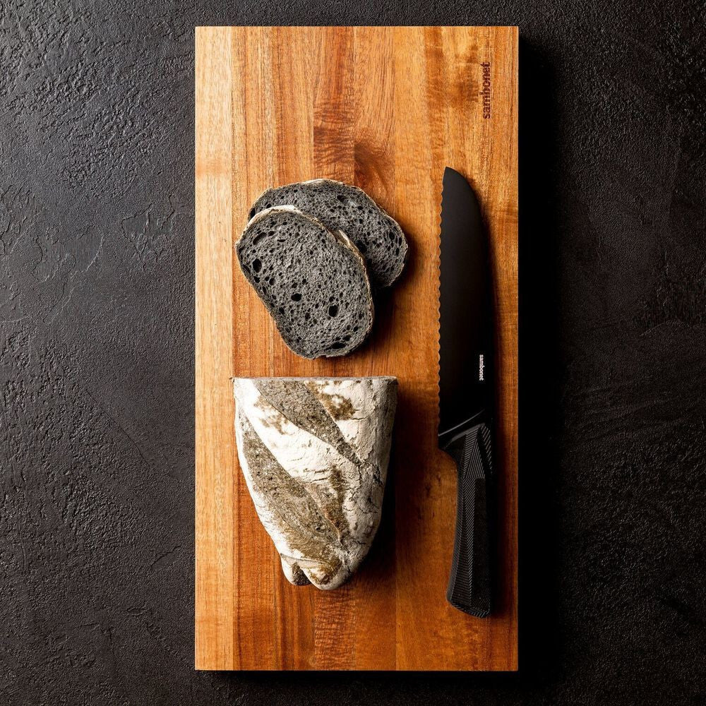 46x23 cm - Sambonet Black Edge Tagliere Cucina Magnetico Rettangolare In Legno Di Acacia