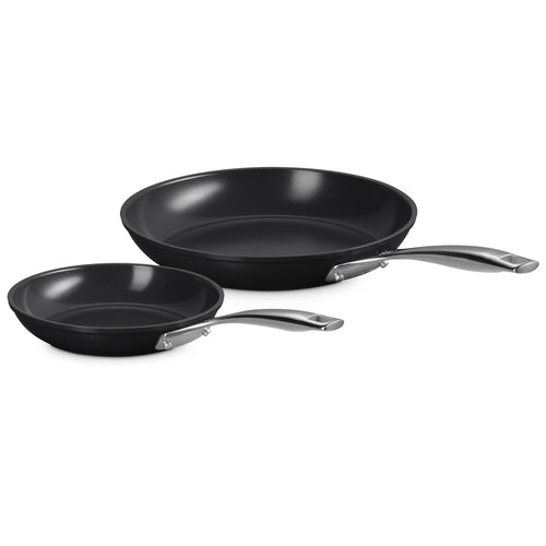 24-28 cm - Le Creuset Essential Set Padelle Basse Antiaderenti Con Rivestimento In Ceramica In Acciaio Inox Set 2 Pz