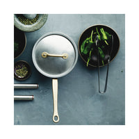 Sambonet 1965 Vintage Casseruola Alta In Acciaio Inox Con Manico In Ottone
