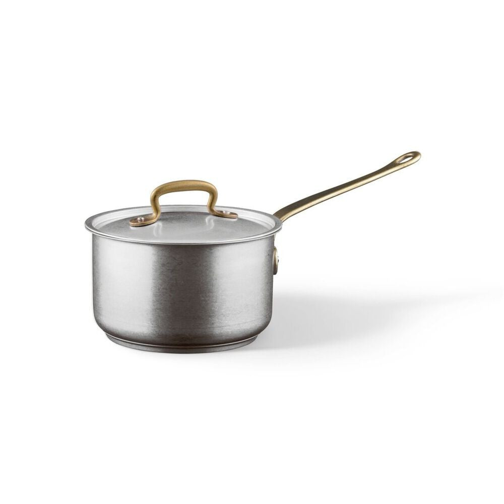 Sambonet 1965 Vintage Casseruola Alta Con Coperchio In Acciaio Inox Con Manico In Ottone