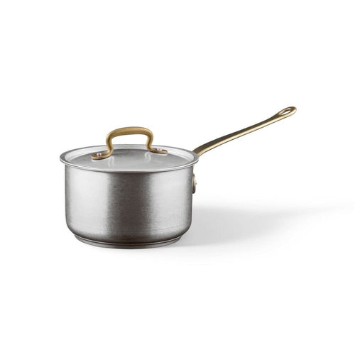 Sambonet 1965 Vintage Casseruola Alta Con Coperchio In Acciaio Inox Con Manico In Ottone