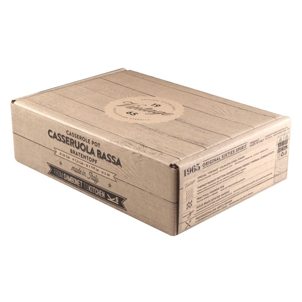 Sambonet 1965 Vintage Casseruola Alta Con Coperchio In Acciaio Inox Con Manico In Ottone