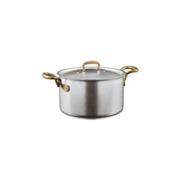 Sambonet 1965 Vintage Casseruola Alta Con Coperchio In Acciaio Inox Manici In Ottone