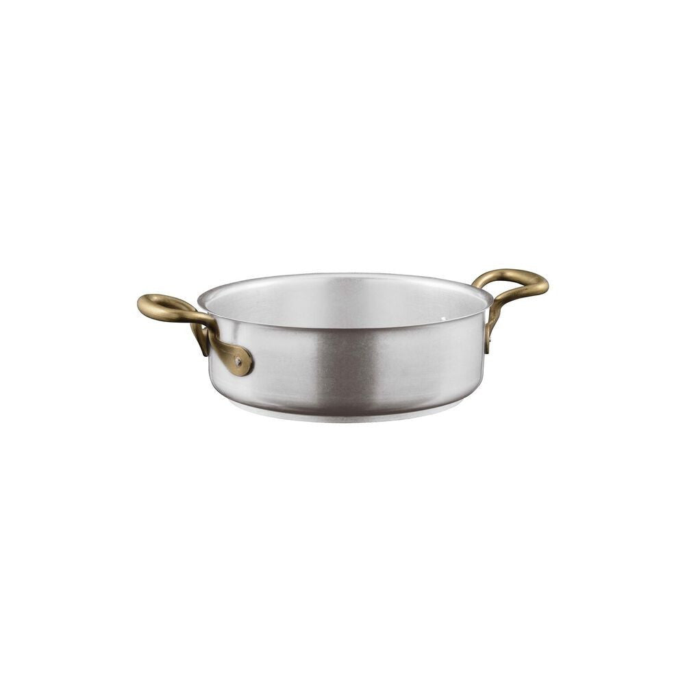 Sambonet 1965 Vintage Casseruola Bassa In Acciaio Inox Manici In Ottone