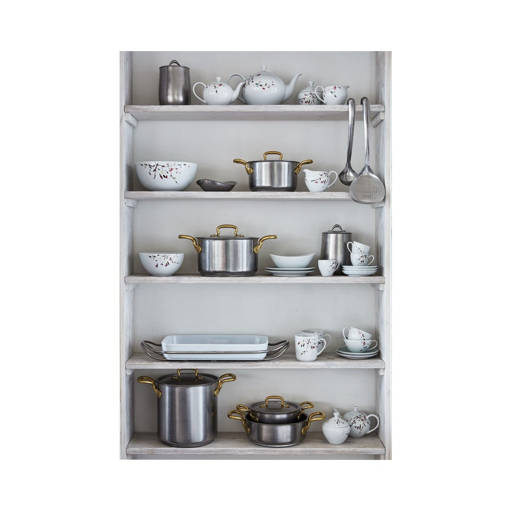 Sambonet 1965 Vintage Coperchio In Acciaio Inox Manici In Ottone
