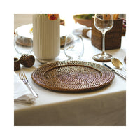 32 cm - Sambonet Radici Piatto Presentazione Rotondo In Rattan