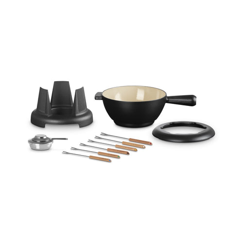 Le Creuset Savoiarda Set Fonduta Con 6 Forchettine e Fornello In Ghisa Vetrificata