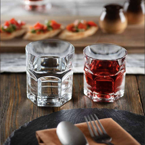 22.5 cl - RCR Cristalleria Italiana Hosteria Bicchiere Whisky OF In Vetro Cristallino Luxion Set 6 Pz