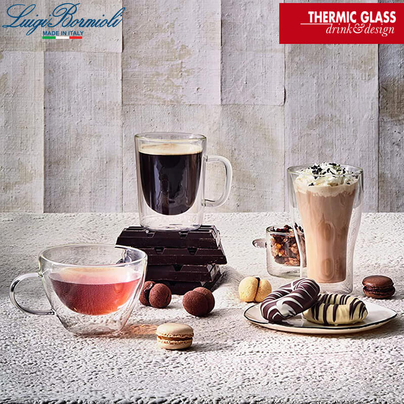 34 Cl Bormioli Luigi Thermic Glass Duos Bicchiere Cappuccino In Vetro Borosilicato Set 2 Pezzi