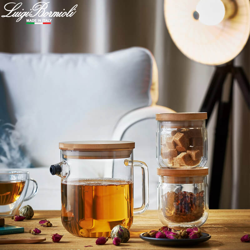 1 Litro Bormioli Luigi Thermic Glass Teiera Con Beccuccio In Vetro Borosilicato